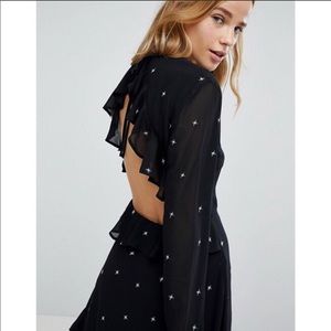 Honey Pynch Dress With Ruffle Trim Star Print